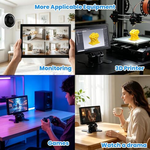 Mini Monitor 7 Inch Screen HDMI, Portable Vga Monitor with AV BNC, 1024×600 LCD Small Screen with Built-in Speakers, 178° View Angle IPS, Multi-Function Small Display for Raspberry Pi PC/TV/DVD/CVBS in Kuwait