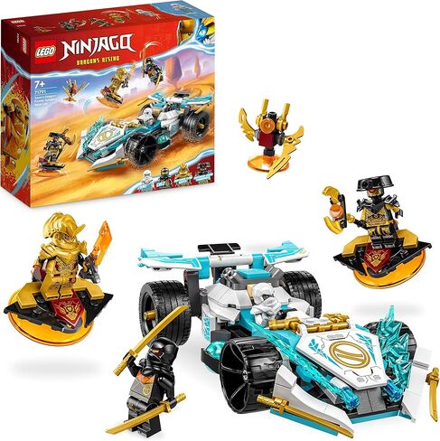 مجموعة ألعاب البناء 71791 من Lego NINJAGO Zane's Dragon Power Spinjitzu Race Car، تتميز بسيارة نينجا، وطائرتين طائرتين، ولعبة تنين، و4 شخصيات صغيرة، هدية للأطفال من سن 7 سنوات فما فوق in Kuwait