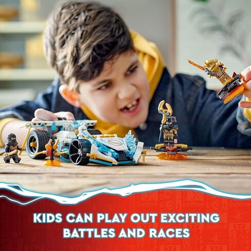 مجموعة ألعاب البناء 71791 من Lego NINJAGO Zane's Dragon Power Spinjitzu Race Car، تتميز بسيارة نينجا، وطائرتين طائرتين، ولعبة تنين، و4 شخصيات صغيرة، هدية للأطفال من سن 7 سنوات فما فوق in Kuwait