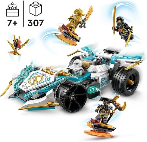 مجموعة ألعاب البناء 71791 من Lego NINJAGO Zane's Dragon Power Spinjitzu Race Car، تتميز بسيارة نينجا، وطائرتين طائرتين، ولعبة تنين، و4 شخصيات صغيرة، هدية للأطفال من سن 7 سنوات فما فوق in Kuwait
