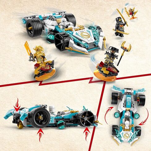 مجموعة ألعاب البناء 71791 من Lego NINJAGO Zane's Dragon Power Spinjitzu Race Car، تتميز بسيارة نينجا، وطائرتين طائرتين، ولعبة تنين، و4 شخصيات صغيرة، هدية للأطفال من سن 7 سنوات فما فوق in Kuwait