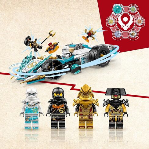 مجموعة ألعاب البناء 71791 من Lego NINJAGO Zane's Dragon Power Spinjitzu Race Car، تتميز بسيارة نينجا، وطائرتين طائرتين، ولعبة تنين، و4 شخصيات صغيرة، هدية للأطفال من سن 7 سنوات فما فوق in Kuwait