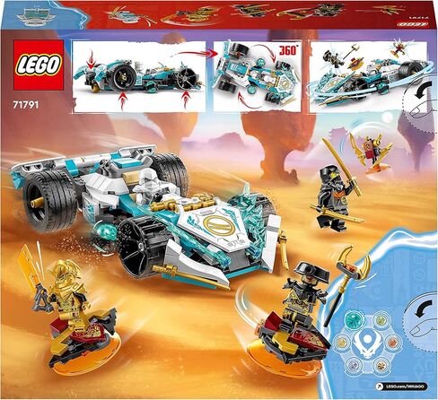 مجموعة ألعاب البناء 71791 من Lego NINJAGO Zane's Dragon Power Spinjitzu Race Car، تتميز بسيارة نينجا، وطائرتين طائرتين، ولعبة تنين، و4 شخصيات صغيرة، هدية للأطفال من سن 7 سنوات فما فوق in Kuwait