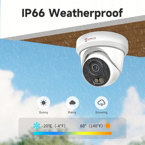 كاميرا Anpviz 6MP PoE IP، كاميرا أمان برج معدنية كاملة سلكية خارجية، رؤية ليلية ذكية ذات لون فاتح مزدوج، اكتشاف المركبات البشرية، مقاومة للماء IP66، NDAA in Kuwait