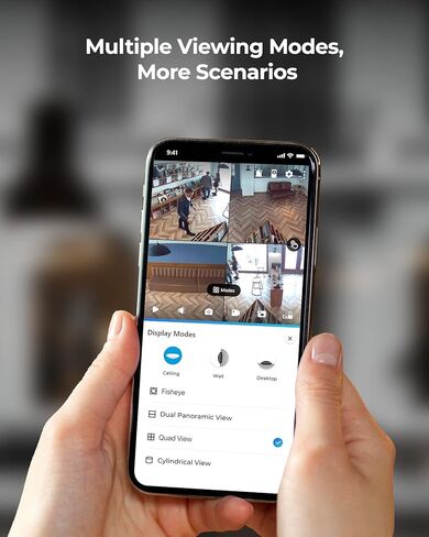 كاميرا أمان داخلية REOLINK بدقة 6 ميجابكسل مع بانوراما 360 درجة، وكاميرا عين السمكة واي فاي 2.4/5 جيجا هرتز، وكشف حركة الشخص، وصوت ثنائي الاتجاه، وعروض عرض بانورامية متعددة، وحامل السقف/الجدار/المكتب in Kuwait