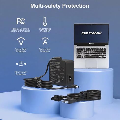 شاحن محول 90 واط متوافق مع Asus Vivobook 14X 15X 16X 17X M1703Q M1603Q K1703Z Y1603C D1603Q ExpertBook B1500 P2451F P751J Asus Q534U Q529Z Q524UQ UX533F UX480F ADP-90LE B سلك الطاقة in Kuwait