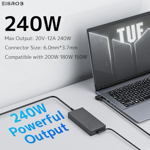 محول تيار متردد 240 وات 20 فولت 12 أمبير مناسب لجهاز Asus Rog Zephyrus Duo 15 GX550LXS، M16 GU603HM، G14 GA401Q G15 GA502D S15 GX502 S17 GX701 G533QS شاحن الكمبيوتر المحمول للألعاب ADP-240EB B A20-240P1A in Kuwait