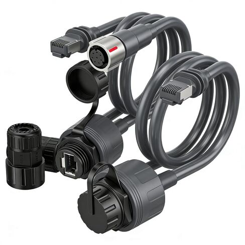 محول إيثرنت ساتلايت مستطيل من Eujgoov، مجموعة SPX ذكر إلى RJ45 أنثى IP68، مع كابل محمي 0. 23AWG لجهاز الأقمار الصناعية المستطيل الأداء Gen3 in Kuwait