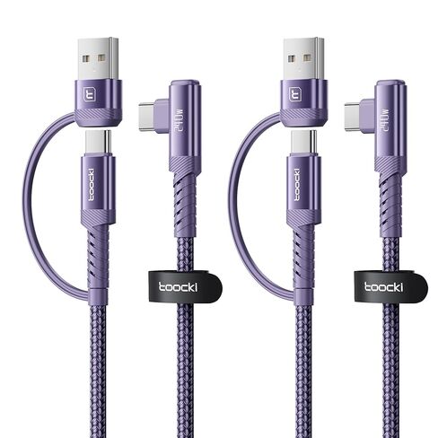 كابل USB C إلى USB C بقوة 240 واط بطول 10 أقدام [عبوة من قطعتين]، سلك شحن سريع 2 في 1 بزاوية يمنى PD 3.1، مدخل USB-A & C مزدوج لهاتف iPhone 17/16/15 Pro وMacBook Pro وiPad وSamsung Galaxy S26/S25-Red in Kuwait