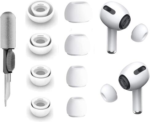 ALXCD 4 Pairs Ear Tips Compatible with AirPods Pro 2 /1st Generation Replacement Ear Tips,with Noise Reduction Hole & Built-in dust Guard Screen with Cleaner kit XS/S/M/L White in Kuwait