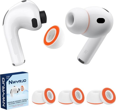 أطراف أذن بديلة من إسفنج الذاكرة لـ AirPods Pro 3 من السيليكون، متوافقة مع AirPods Pro الجيل الثالث 2025، مضادة للانزلاق وإلغاء أفضل للضوضاء، 3 أزواج (أسود وبرتقالي، متوسط) in Kuwait