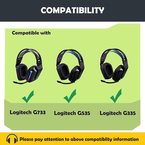 وسائد الأذن G733 واستبدال عصابة الرأس لسماعات Logitech G733، G535، G335، أغطية الأذن G535 مع نسيج مسامي وطبقة جل تبريد in Kuwait