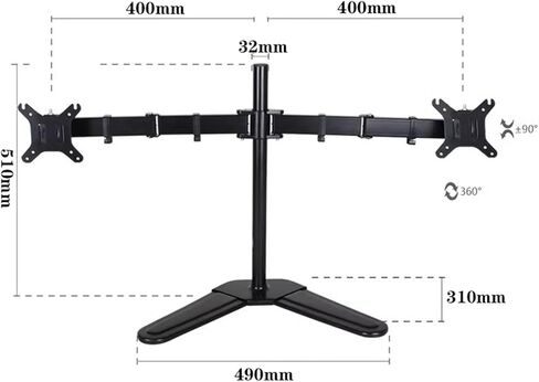 Monitor Arm Dual Monitor Desk Stand, Free Standing Monitor Stand for 2 Screens up to 17.6lbs per Arm, Adjustable Dual Monitor Mount Arm with Tilt, Swivel, Rotation Monitor Mount Arm in Kuwait