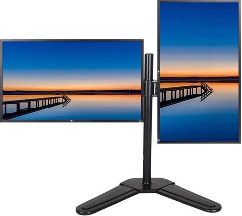 Monitor Arm Dual Monitor Desk Stand, Free Standing Monitor Stand for 2 Screens up to 17.6lbs per Arm, Adjustable Dual Monitor Mount Arm with Tilt, Swivel, Rotation Monitor Mount Arm in Kuwait