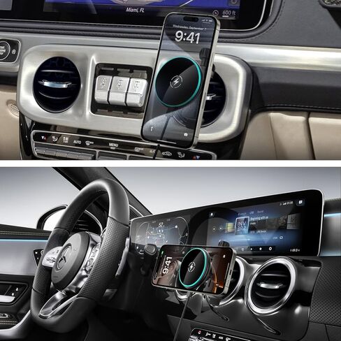 حامل هاتف لاسلكي معتمد من Qi2 بقدرة 15 وات للشحن السريع لسيارة Jeep Wrangler JL(2018-2025) Gradiator (2020-2024) بوصلة (2009-2016)، حامل فتحة تهوية للسيارة متوافق مع MagSafe لهاتف iPhone 17/16 in Kuwait