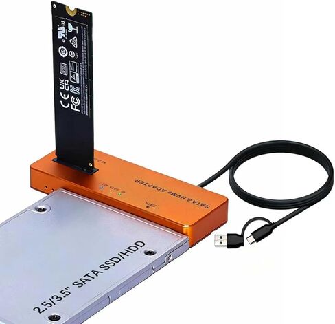 حاوية SSD M.2 NVMe SATA SSD بسرعة 10 جيجابت في الثانية، محول PCIe NVMe بدون أدوات، قارئ محرك أقراص ثابتة خارجي USB 3.2، مفتاح M متوافق مع جميع محركات أقراص M.2/SATA SSD (2.5/3.5 بوصة)، مع شاحن وكابلات USB-C بقدرة 30 وات in Kuwait