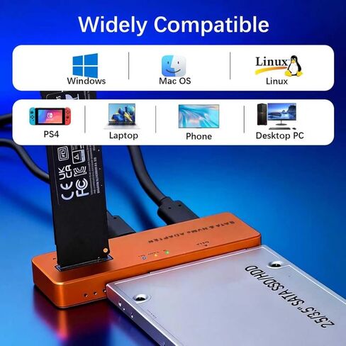 حاوية SSD M.2 NVMe SATA SSD بسرعة 10 جيجابت في الثانية، محول PCIe NVMe بدون أدوات، قارئ محرك أقراص ثابتة خارجي USB 3.2، مفتاح M متوافق مع جميع محركات أقراص M.2/SATA SSD (2.5/3.5 بوصة)، مع شاحن وكابلات USB-C بقدرة 30 وات in Kuwait