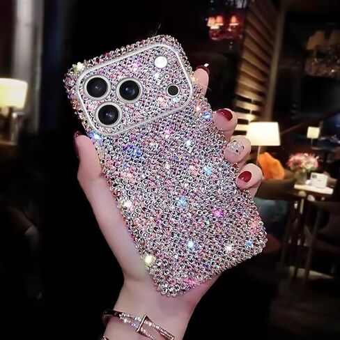 حافظة Bling Designer لهاتف iPhone 17 Pro Max، حافظة هاتف بأحجار الراين اللامعة مع أكثر من 800 حجر الراين اللامع للغاية، غطاء خلفي صلب لامع فاخر للنساء والفتيات in Kuwait