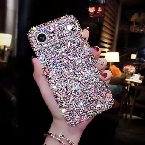 حافظة Bling Designer لهاتف iPhone 17 Pro Max، حافظة هاتف بأحجار الراين اللامعة مع أكثر من 800 حجر الراين اللامع للغاية، غطاء خلفي صلب لامع فاخر للنساء والفتيات in Kuwait