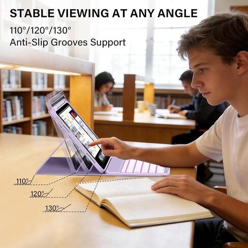 حافظة لجهاز iPad A16 مع لوحة المفاتيح: حافظة لوحة مفاتيح بإضاءة خلفية لاسلكية قابلة للفصل، حافظة لجهاز iPad الجيل العاشر 10.9 مقاس 11 بوصة مع حامل أقلام للطلاب، للتعلم اليومي (أرجواني القلقاس) in Kuwait