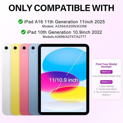 حافظة لجهاز iPad A16 مع لوحة المفاتيح: حافظة لوحة مفاتيح بإضاءة خلفية لاسلكية قابلة للفصل، حافظة لجهاز iPad الجيل العاشر 10.9 مقاس 11 بوصة مع حامل أقلام للطلاب، للتعلم اليومي (أرجواني القلقاس) in Kuwait