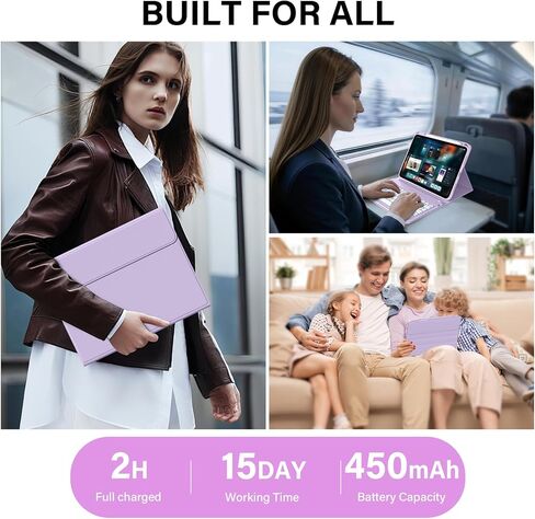 حافظة لجهاز iPad A16 مع لوحة المفاتيح: حافظة لوحة مفاتيح بإضاءة خلفية لاسلكية قابلة للفصل، حافظة لجهاز iPad الجيل العاشر 10.9 مقاس 11 بوصة مع حامل أقلام للطلاب، للتعلم اليومي (أرجواني القلقاس) in Kuwait