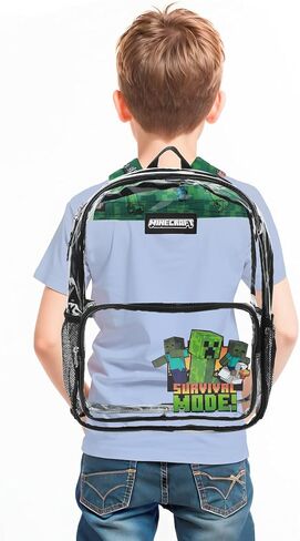 حقيبة ظهر Bioworld Minecraft Creepers للأطفال مصنوعة من مادة PVC الشفافة مقاس 16 بوصة in Kuwait