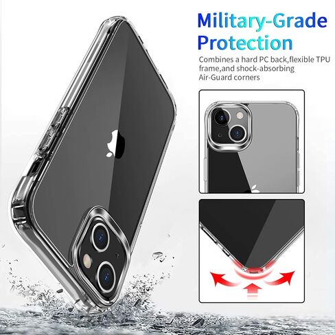 DEERLAMN Clear Case for iPhone 13/iPhone 14 6.1-Inch, Military Grade Drop Protection Anti-Scratch Transparent Ultra Slim Non-Yellowing Shockproof Protective Phone Cover in Kuwait