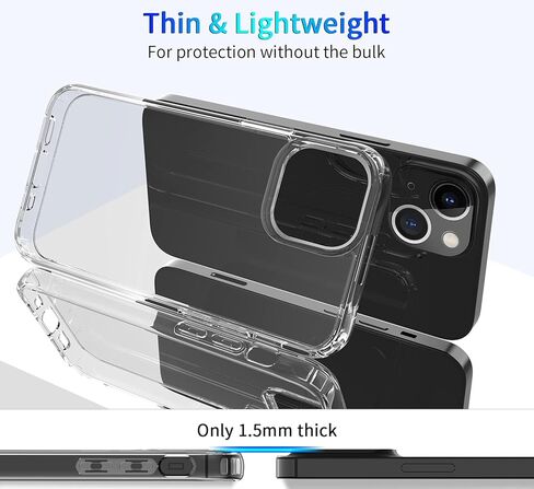 DEERLAMN Clear Case for iPhone 13/iPhone 14 6.1-Inch, Military Grade Drop Protection Anti-Scratch Transparent Ultra Slim Non-Yellowing Shockproof Protective Phone Cover in Kuwait