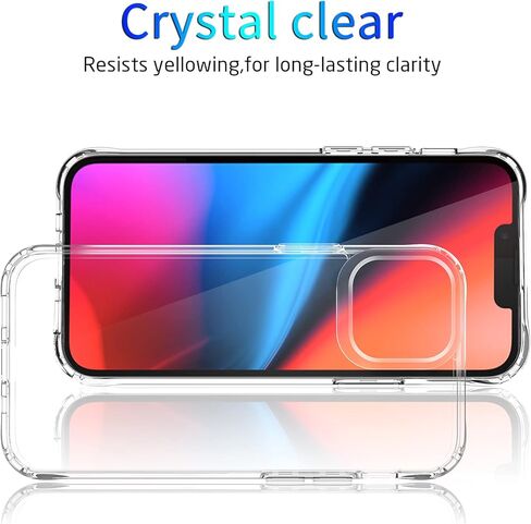 DEERLAMN Clear Case for iPhone 13/iPhone 14 6.1-Inch, Military Grade Drop Protection Anti-Scratch Transparent Ultra Slim Non-Yellowing Shockproof Protective Phone Cover in Kuwait