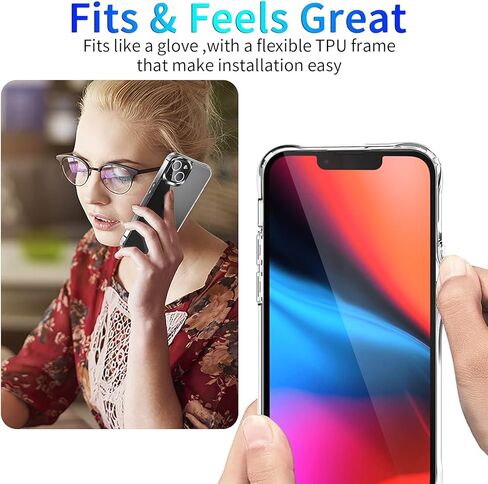 DEERLAMN Clear Case for iPhone 13/iPhone 14 6.1-Inch, Military Grade Drop Protection Anti-Scratch Transparent Ultra Slim Non-Yellowing Shockproof Protective Phone Cover in Kuwait