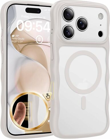 حافظة TAURI مغناطيسية لهاتف iPhone 16 Pro Max، تصميم مموج لطيف [حماية كاملة للكاميرا] [متوافقة مع Magsafe] حافظة شفافة غير لامعة مضادة للانزلاق لهاتف iPhone 16 Pro Max للنساء والفتيات، بني صحراوي in Kuwait