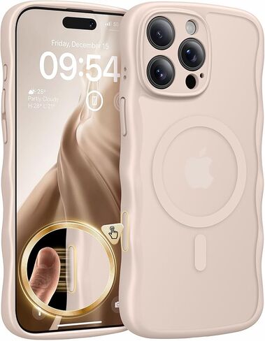 حافظة TAURI مغناطيسية لهاتف iPhone 16 Pro Max، تصميم مموج لطيف [حماية كاملة للكاميرا] [متوافقة مع Magsafe] حافظة شفافة غير لامعة مضادة للانزلاق لهاتف iPhone 16 Pro Max للنساء والفتيات، بني صحراوي in Kuwait