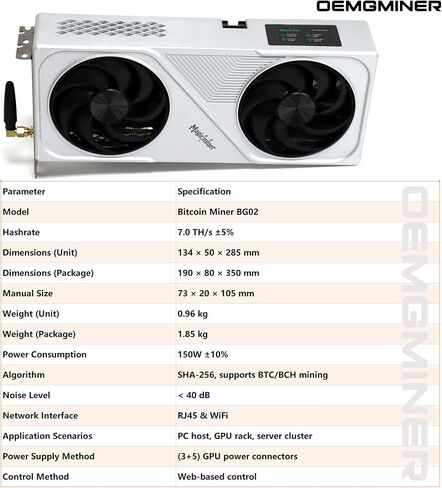 New Magic Miner BG02 7TH/s SHA256 Asic Miner - جهاز تعدين تشفير هادئ بقدرة 150 وات للاستخدام المنزلي والمكتبي، لعشاق البيتكوين والأصدقاء والعائلة مع PSU in Kuwait