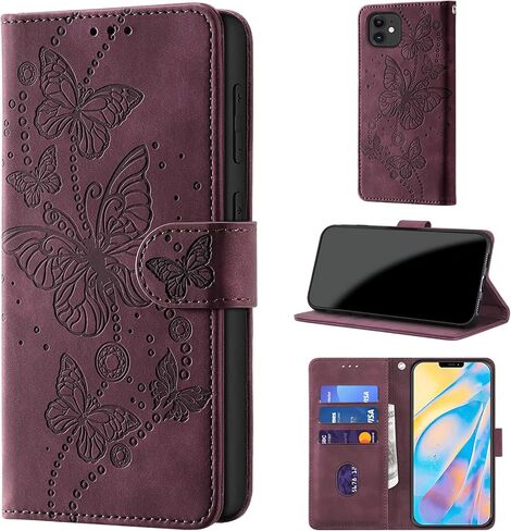 حافظة محفظة لهاتف iPhone 12 / حافظة iPhone 12 Pro، [حجب RFID] حامل 3 بطاقات [هيكل TPU مقاوم للصدمات]، غطاء قلاب واقٍ من جلد البولي يوريثان بإغلاق مغناطيسي مقاس 6.1 بوصة، أحمر in Kuwait