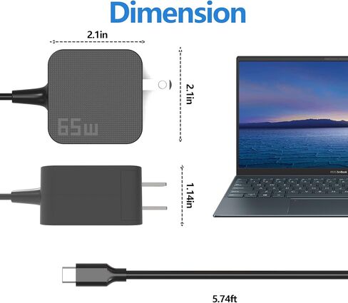 65 واط 20 فولت 3.25A نوع C محول التيار المتردد ADL-65A1 ل ASUS Chromebook ExpertBook Vivobook Zenbook 13 14 S14 16 S16 CR11 CR12 CZ11 شاحن الكمبيوتر المحمول in Kuwait