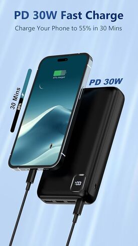 Portable Charger 50000mAh Power Bank, PD 30W Fast Charging External Battery Pack,High Capacity External Battery Pack for Camping, Portable Phone Charger for iPhone Samsung Android in Kuwait
