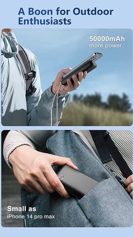 Portable Charger 50000mAh Power Bank, PD 30W Fast Charging External Battery Pack,High Capacity External Battery Pack for Camping, Portable Phone Charger for iPhone Samsung Android in Kuwait