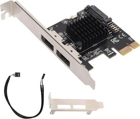 PCIE لتشغيل بطاقة توسيع ESATA بمنفذين، مادة PCB، نقل بيانات بسرعة 6 جيجابت في الثانية، متوافق مع المستخدمين in Kuwait
