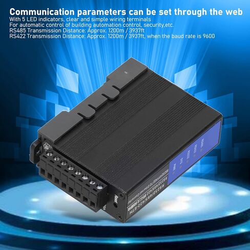 RS232 / 485/422 إلى وحدة خادم الأجهزة التسلسلية Ethernet، سبائك الألومنيوم، DC 9V - 24V - ناقل حركة شفاف، دعم متعدد البروتوكولات للأتمتة الصناعية وحركة المرور in Kuwait