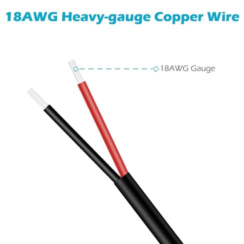 10 عبوات 18AWG DC كابل ضفيرة الطاقة، 5.5 مم × 2.5 مم الزاوية اليمنى DC برميل ذكر التوصيل جاك موصل إلى الأسلاك العارية محول التيار الكهربائي إصلاح الحبل لكاميرا مراقبة CCTV شريط LED، 1 قدم in Kuwait