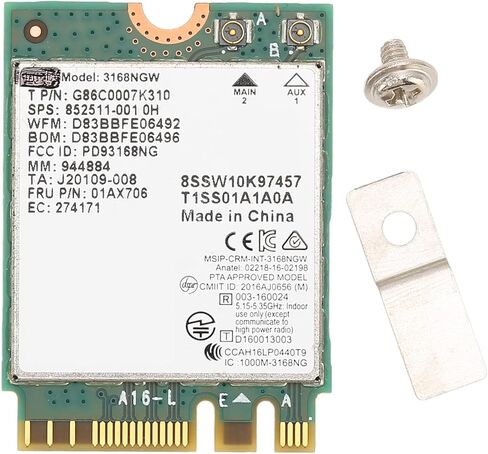 Generic 3168NGW وحدة لاسلكية، بطاقة شبكة WiFi مزدوجة النطاق 2.4G 5G مع BT4.2، لأجهزة الكمبيوتر المحمولة المزودة بفتحات NGFF in Kuwait