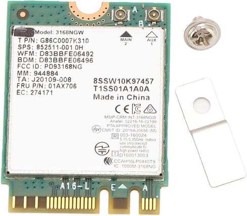 Generic 3168NGW وحدة لاسلكية، بطاقة شبكة WiFi مزدوجة النطاق 2.4G 5G مع BT4.2، لأجهزة الكمبيوتر المحمولة المزودة بفتحات NGFF in Kuwait