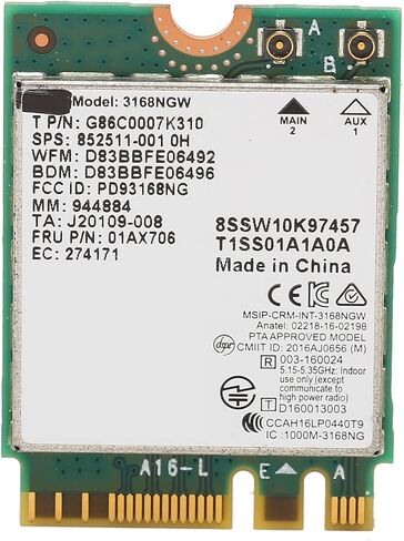 Generic 3168NGW وحدة لاسلكية، بطاقة شبكة WiFi مزدوجة النطاق 2.4G 5G مع BT4.2، لأجهزة الكمبيوتر المحمولة المزودة بفتحات NGFF in Kuwait