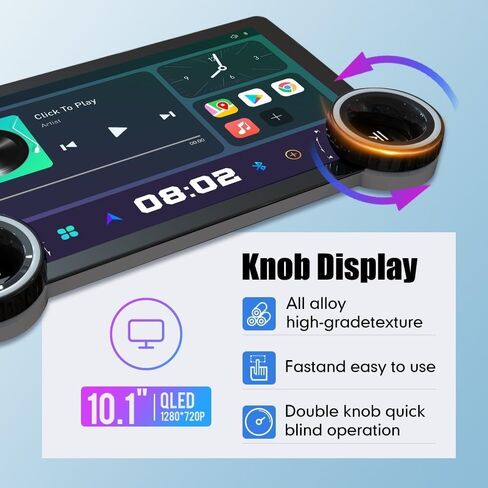 for Hyundai Accent 2018-2022 Display Knobs CarPlay/Android Auto Android FM Radio Car Navigation Stereo Pad Player GPS 10.1" QLED Touch Screen BT WiFi 2 Din Headunit Tablet Quad Core 2G+64G in Kuwait