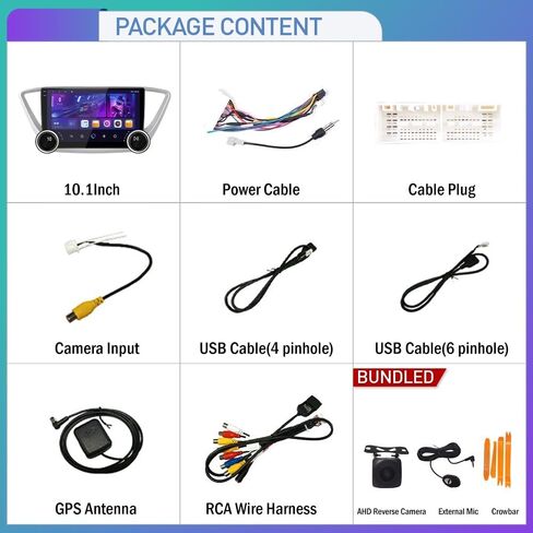 for Hyundai Accent 2018-2022 Display Knobs CarPlay/Android Auto Android FM Radio Car Navigation Stereo Pad Player GPS 10.1" QLED Touch Screen BT WiFi 2 Din Headunit Tablet Quad Core 2G+64G in Kuwait