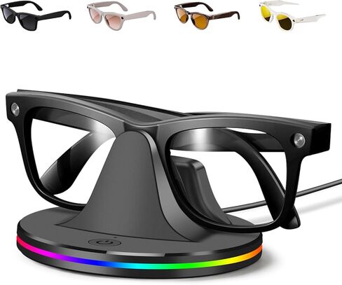 محطة شحن لنظارات Ray Ban Meta، قاعدة شحن لنظارات Meta، ملحقات Ray Ban Meta المتوافقة مع Wayfarer، Skyler، Headliner وOakley Meta HSTN، مع ضوء RGB وكابل USB-C in Kuwait