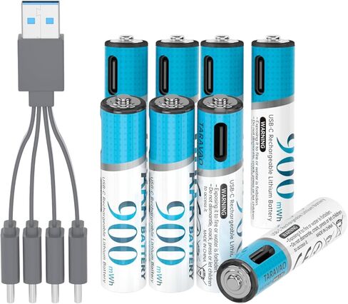 بطاريات ليثيوم AA قابلة لإعادة الشحن بقدرة 1.5 فولت USB-C، 8 عبوات، خلايا ليثيوم أيون مزدوجة طويلة الأمد بقدرة 3000 مللي واط في الساعة، بطارية عالية الطاقة تزيد عن 1000 دورة للماوس اللاسلكي، والمصابيح الكاشفة، وأجهزة التحكم in Kuwait