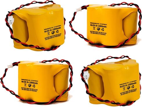 (4 حزمة) Ni-CD 6.0V 1.5AH أبيض 2 دبوس موصل ELB-615N 6V 1500MAH بطارية لأضواء الطوارئ علامة الخروج in Kuwait
