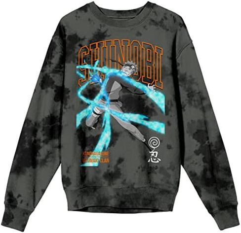 Bioworld Naruto Shippuden Uzumaki Clan Shinobi Men's Olive Black Cloud Wash Sweatshirt in Saudi Arabia